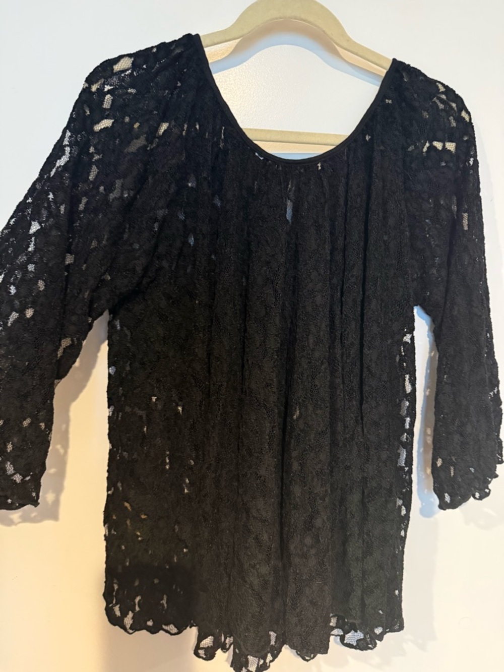 Deletta Black Lace Sheer Blouse